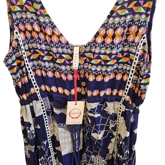 Raga Boho Print Cover-up Tie Dress NEW - Picture 2 of 7